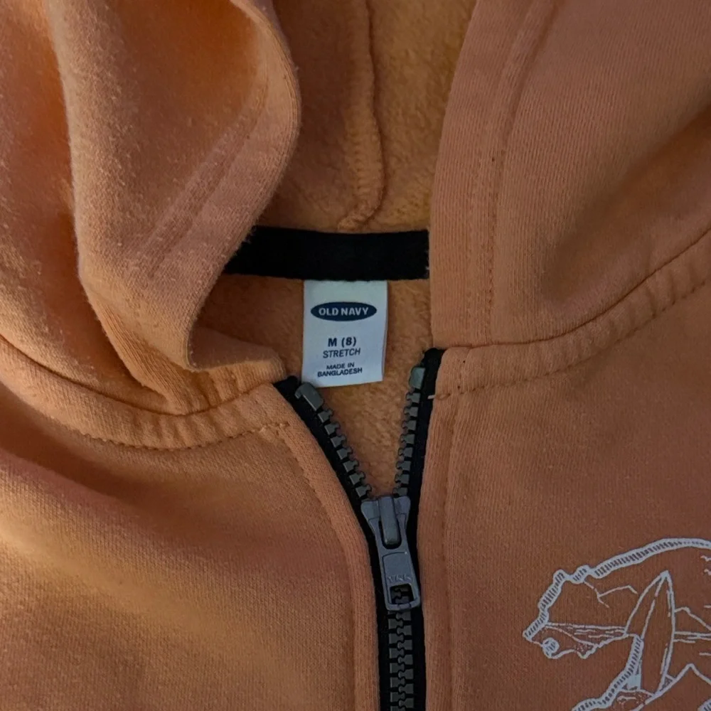 Old Navy Orange Hoodie with Blue Graphics
